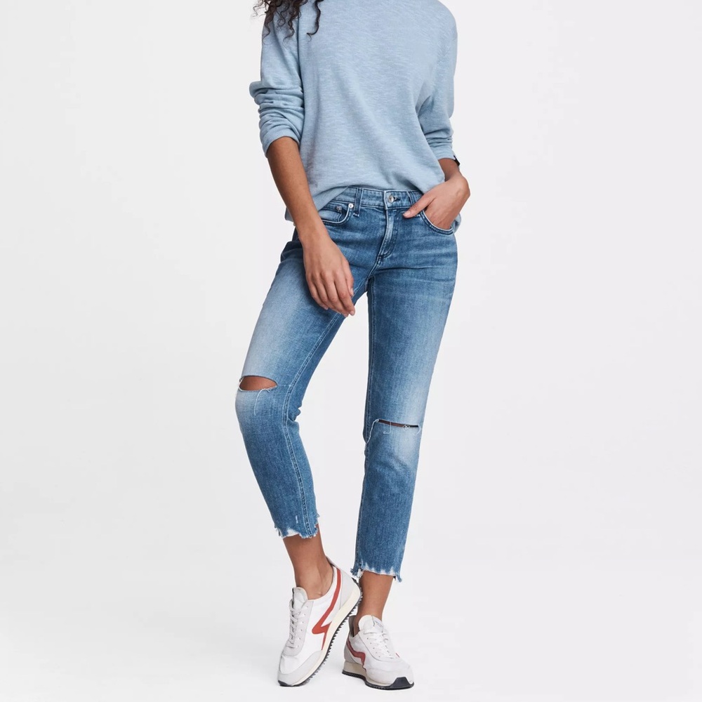 rag & bone Women's Dre Low-Rise Boyfriend - Mendecino Blue Wash Jeans Size 25